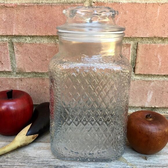 Textured Patterned Glass Rectangular Canister with Lid - Picture 8 of 16